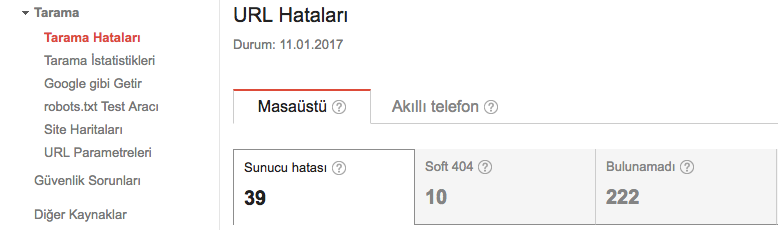 http 404 hataları search console