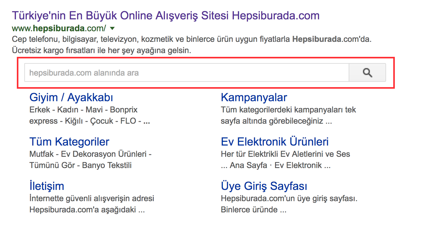 sitelinks search box nedir?