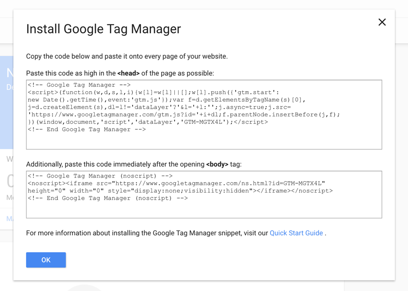 Google Tag Manager kurulum kodu